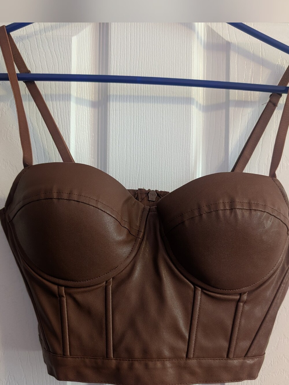 Rue21 Brown Faux Leather Crop Top Bustier Corset Size Small